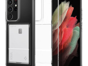 Spigen Crystal Slot Samsung Galaxay S21 Ultra tok kártyatartóval, Crystal Clear, átlátszó