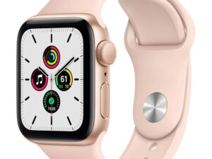 Bemutató készülék, Apple Watch SE GPS okosóra, 44mm, Arany alumínium, rózsakvarc szíj