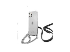 Guess PC Silver 4G Chain and Script Apple iPhone 12/12 Pro hátlap tok, átlátszó