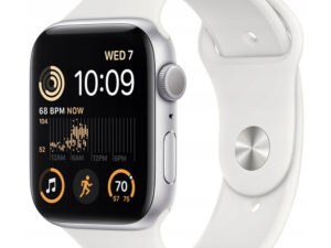 Bemutató készülék, Apple Watch SE (v2) okosóra, 40mm, Ezüst alumínium, fehér szíj