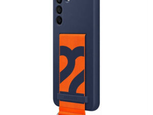Samsung Galaxy S22+ Silicone Cover with Strap, gyári szilikon tok szíjjal, sötétkék, EF-GS906TN