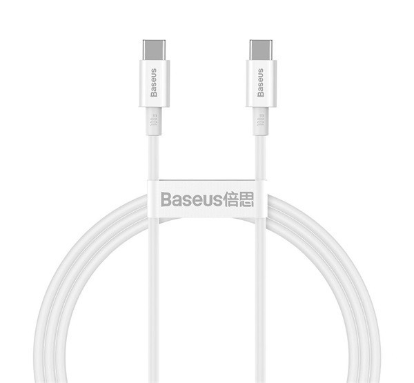 Baseus Superior Type-C - Type-C gyorstöltő adatkábel, 1m, fehér