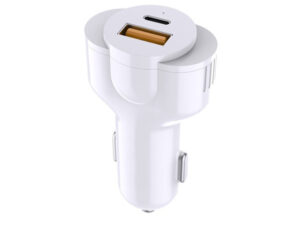 Phoner PH-CC58 autós szivargyújtó gyorstöltő, USB-C + USB, PD, 30W, fehér
