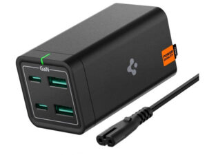 Spigen PowerArc PD2101 hálózati töltő állomás, 2xUSB-C + 2xUSB-A, 65W, angol tápkábellel, fekete
