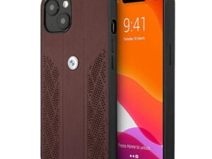 BMW Leather Curve Perforate Apple iPhone 13 hátlap tok, piros