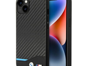 BMW Leather Carbon Apple iPhone 14 Plus hátlap tok, fekete