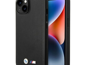 BMW Leather Stamp Tricolor Apple iPhone 14 Plus hátlap tok, fekete