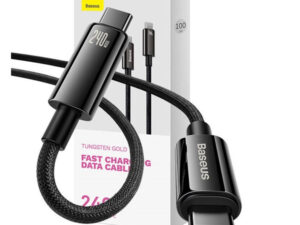 Baseus Tungsten Gold USB-C / USB-C töltő- és adatkábel, 240W, 1m, fekete
