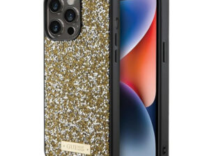 Guess Rhinestone Metal Logo Apple iPhone 15 Pro Max hátlap tok, sárga