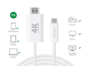 4smarts USB-C / HDMI kábel, 2m, fehér