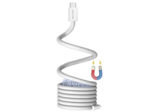 4smarts RollUp USB / USB-C mágnesesen feltekerhető töltő- és adatkábel, 1.5m, fehér