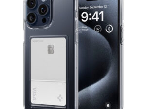 Spigen Crystal Slot Apple iPhone 15 Pro tok kártyatartóval, Crystal Clear, átlátszó