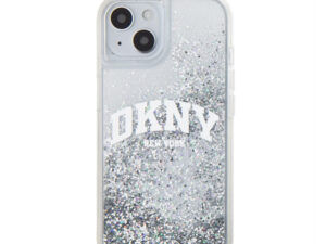 DKNY Liquid Glitter Arch Logo iPhone 14 hátlap tok, átlátszó