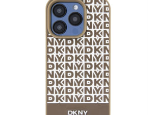 DKNY PU Leather Repeat Pattern Bottom Stripe iPhone 13 Pro Max hátlap tok, barna