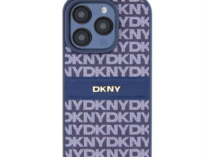 DKNY PU Leather Repeat Pattern Tonal Stripe iPhone 15 Pro Max hátlap tok, kék
