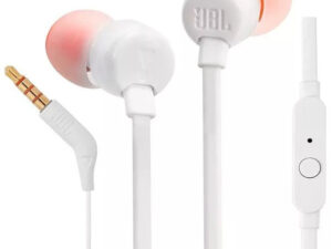 Vezetékes sztereó fülhallgató, 3.5 mm, mikrofon, funkció gomb, JBL T110, fehér, gyári
