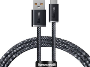 USB töltő- és adatkábel, USB Type-C, 100 cm, 6000 mA, 100W, gyorstöltés, cipőfűző minta, Baseus Dynamic, CALD000616, szürke