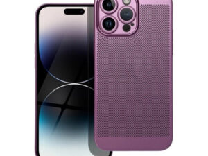 Apple iPhone 14 Pro Max, Műanyag hátlap védőtok, légáteresztő, lyukacsos minta, Breezy, lila
