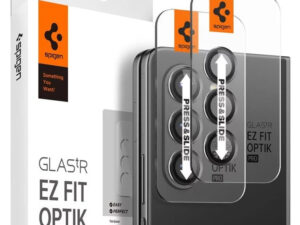 Samsung Galaxy Z Fold5 SM-F946B, Kamera lencsevédő fólia, ütésálló fólia, Tempered Glass (edzett üveg), Spigen Glastr Ez Fit Optik Pro, fekete, 2 db / csomag