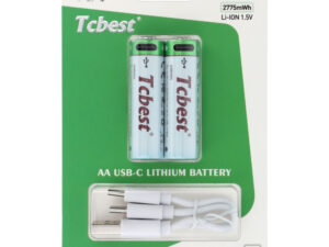 TCBEST újratölthető R6 (AA) elem 750 mAh, USB-C csatlakozóval és töltőkábellel (2db)