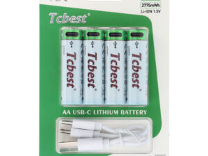 TCBEST újratölthető R6 (AA) elem 750 mAh, USB-C csatlakozóval és töltőkábellel (4db)
