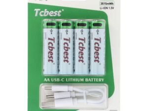 TCBEST újratölthető R6 (AA) elem 950 mAh, USB-C csatlakozóval és töltőkábellel (4db)