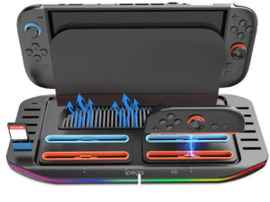 iPega SW2210 Nintendo Switch 2 multifunkcionális töltő állomás, RGB világítással, fekete