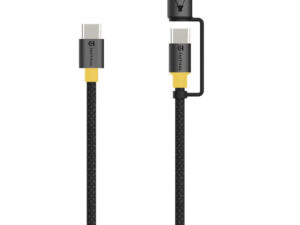 Tactical Stinger USB-C-USB-C töltő- és adatkábel LED lámpával, 1,5m, fekete-sárga