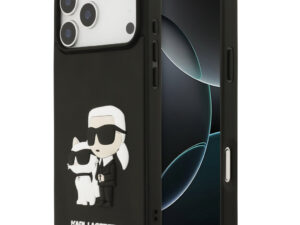 Karl Lagerfeld 3D Rubber Karl and Choupette Apple iPhone 17 Pro Max hátlap tok, fekete