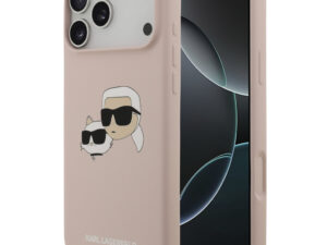 Karl Lagerfeld Silicone Double Heads Print Apple iPhone 17 Pro MagSafe kompatibilis hátlap tok, rózsaszín