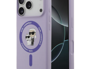 Karl Lagerfeld Liquid Silicone Karl and Choupette MagSafe iPhone 17 Pro hátlap tok, lila
