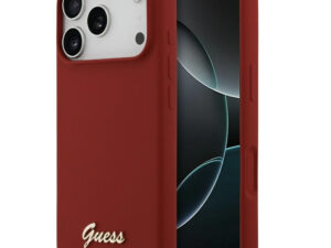 Guess Silicone Script Metal Logo Apple iPhone 17 Pro MagSafe tok, magenta