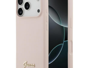 Guess Silicone Script Metal Logo Apple iPhone 17 Pro Max MagSafe tok, rózsaszín