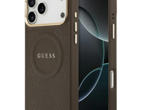 Guess Peony Hot Stamp Apple iPhone 17 Pro MagSafe tok kameravédő peremmel, barna-arany