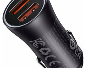 Baseus Golden Contactor Max 2xUSB-A autós töltő, 60W, szürke