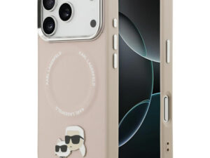 Karl Lagerfeld Karl & Choupette Pins Apple iPhone 17 Pro MagSafe kompatibilis hátlap tok, rózsaszín