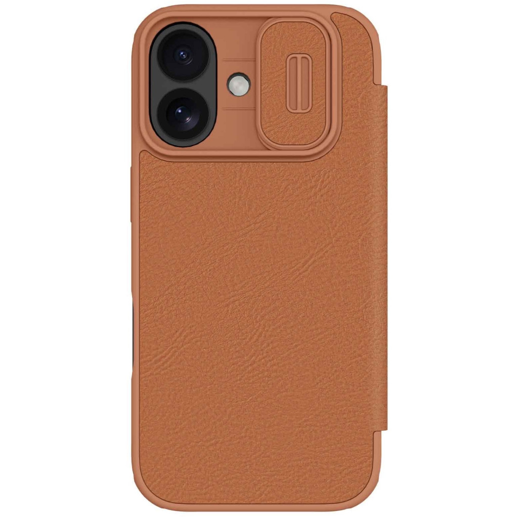 Nillkin Qin Pro Apple iPhone 17 bőr flip tok, barna