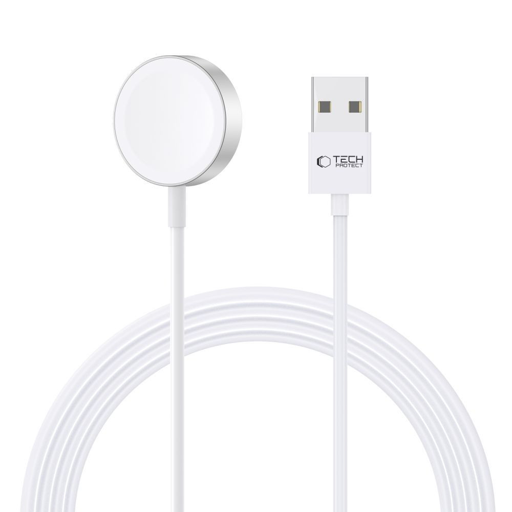 Tech-Protect UltraBoost Magnetic Apple Watch töltő USB-A kábellel, 120cm, fehér