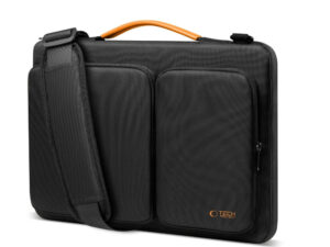 Tech-Protect Defender strapabíró laptop táska / tartó, megerősített peremmel, 13-14col, fekete-narancs
