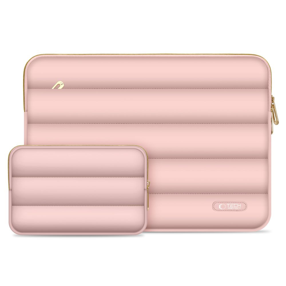 Tech-Protect Puffy univerzális laptop táska / tartó, ütéscsillapító habréteggel, plüss béléssel, 15-16col, rozéarany