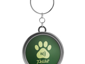 Petike kutyabiléta / kutyacímke, nyakörvre akasztható, NFC, zöld
