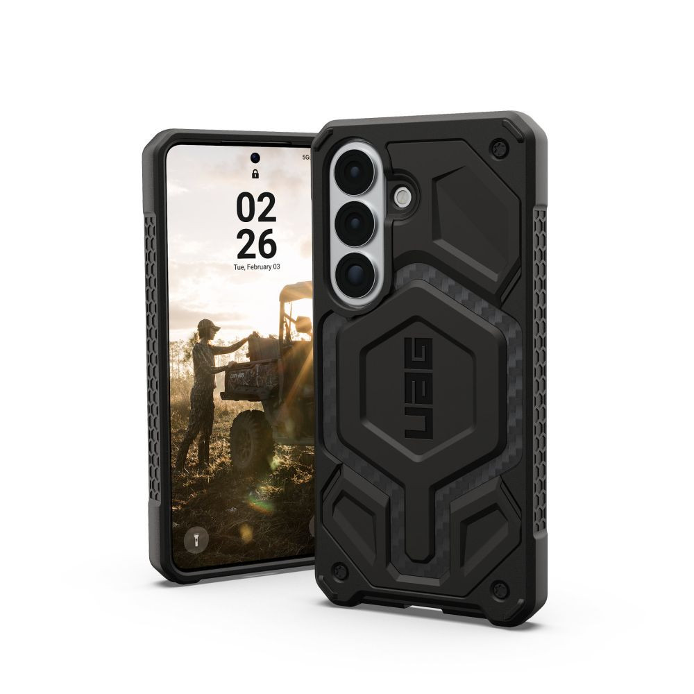UAG Monarch Pro Samsung Galaxy S26 MagSafe tok, ütésálló, Carbon Fiber