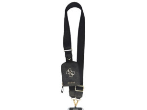 Guess Crossbody Strap PU 4G Metal Logo vállpánt / univerzális pánt pénztárcával, telefonra rögzíthető, fekete
