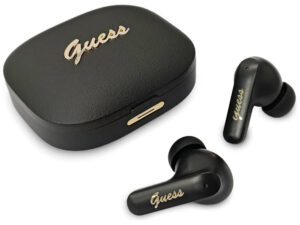 Guess Script Metal Logo vezeték nélküli bluetooth fülhallgató, fekete