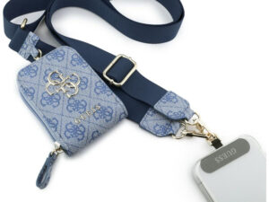 Guess Crossbody Strap PU 4G Metal Logo vállpánt / univerzális pánt pénztárcával, telefonra rögzíthető, kék