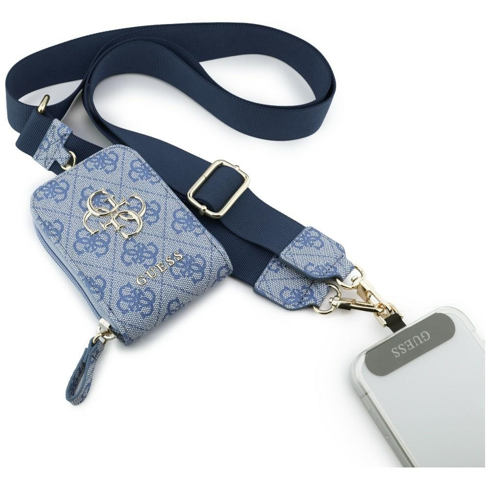 Guess Crossbody Strap PU 4G Metal Logo vállpánt / univerzális pánt pénztárcával, telefonra rögzíthető, kék