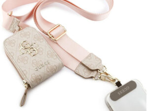 Guess Crossbody Strap PU 4G Metal Logo vállpánt / univerzális pánt pénztárcával, telefonra rögzíthető, rózsaszín