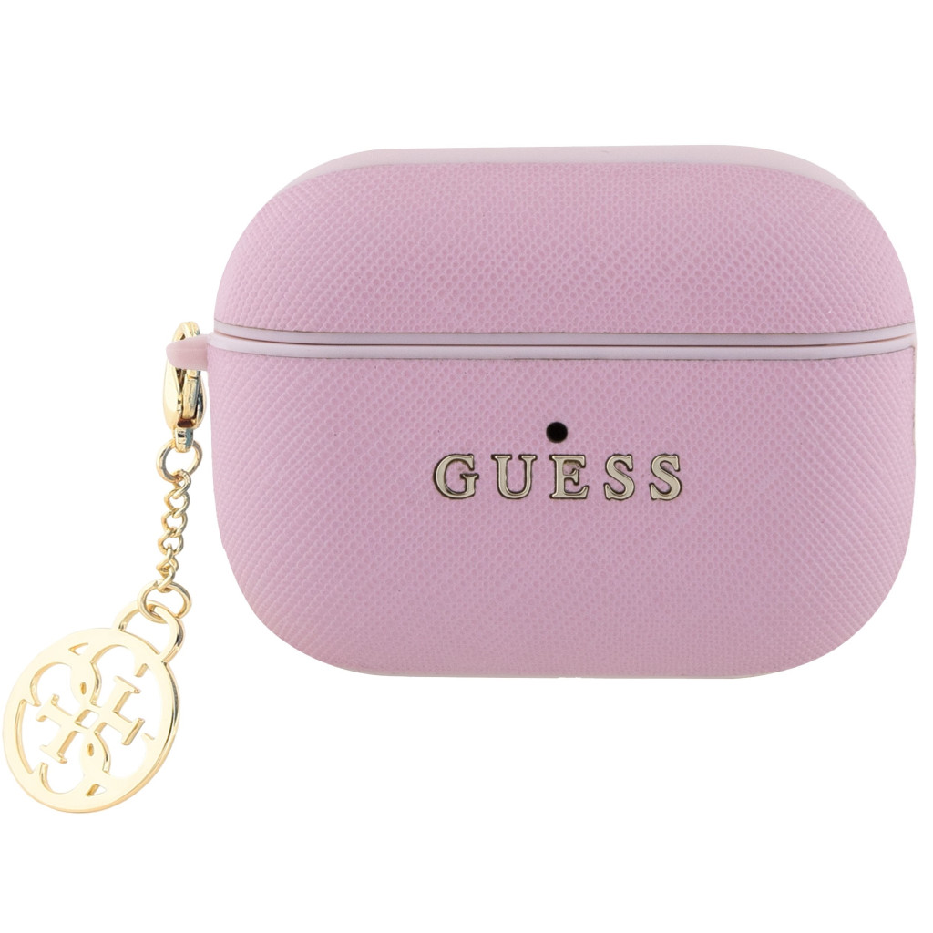 Guess Saffiano 4G Charm Apple AirPods Pro 2 tok, rózsaszín-arany