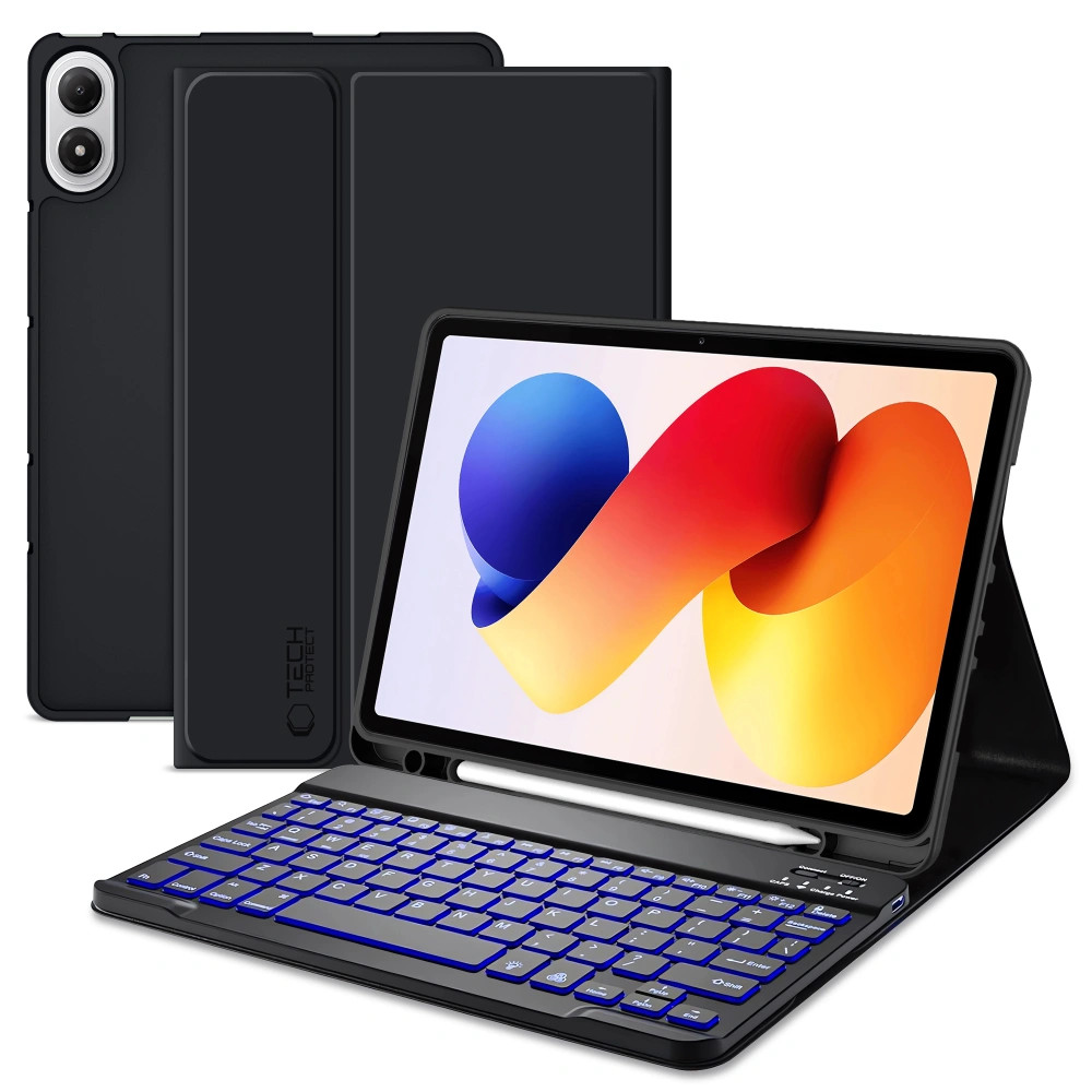 Tech-Protect SC Pen Xiaomi Redmi Pad 2 Pro (12.1) / Xiaomi Poco Pad M1 (12.1) oldalra nyíló, kitámasztható mappa tok ceruza tartóval, mágneses rögzítés, billentyűzettel, fekete