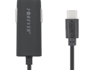Autós töltő, Szivargyújtós töltő, 5V / 2A, 1 x USB aljzat, USB Type-C kábellel, Forever, fekete, M02